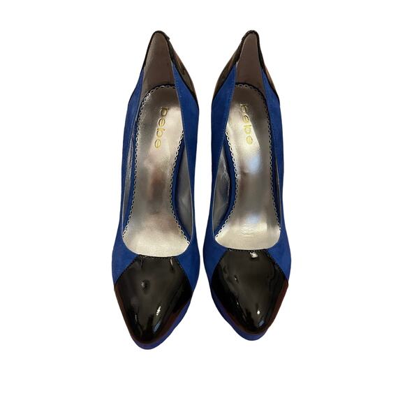 Vintage Y2K New Bebe Blue and Black Platform Heels Size 8 - Picture 3 of 5